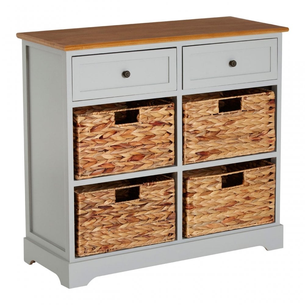 Zloop Grey Cabinet, Paulownia Wood, Water Hyacinth, Grey