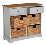 Zloop Grey Cabinet, Paulownia Wood, Water Hyacinth, Grey