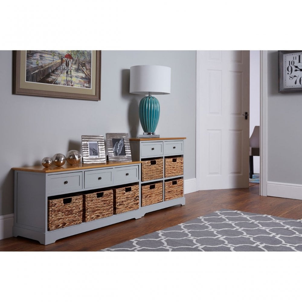 Zloop Grey Cabinet, Paulownia Wood, Water Hyacinth, Grey