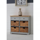 Zloop Grey Cabinet, Paulownia Wood, Water Hyacinth, Grey