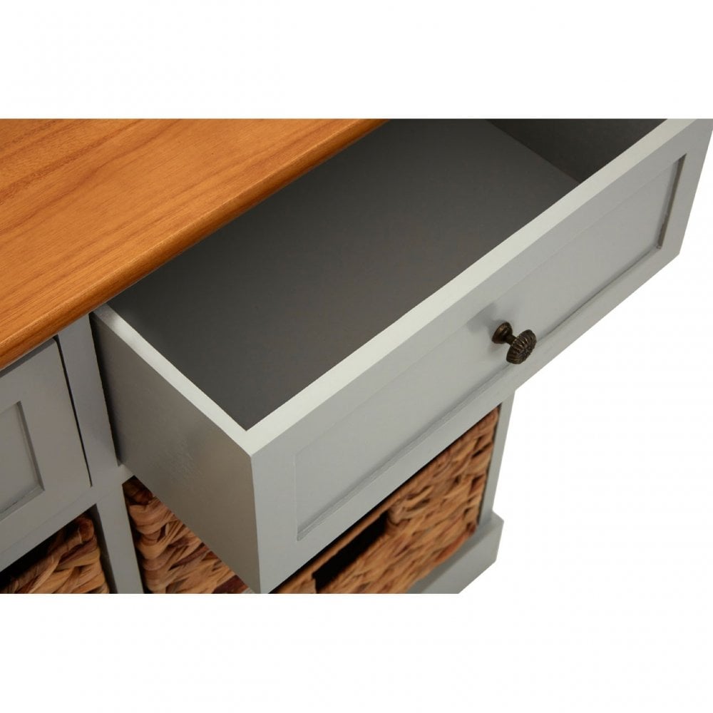 Zloop Grey Cabinet, Paulownia Wood, Water Hyacinth, Grey