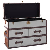 Brown / White Genuine Cowhide 3 Drawer Cabinet, Cowhide, Stainless Steel, Brown