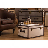Brown / White Genuine Cowhide 3 Drawer Cabinet, Cowhide, Stainless Steel, Brown