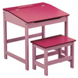 Pink Wooden Child's Desk and Stool Set