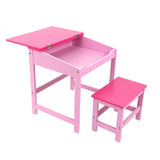 Pink Wooden Child's Desk and Stool Set