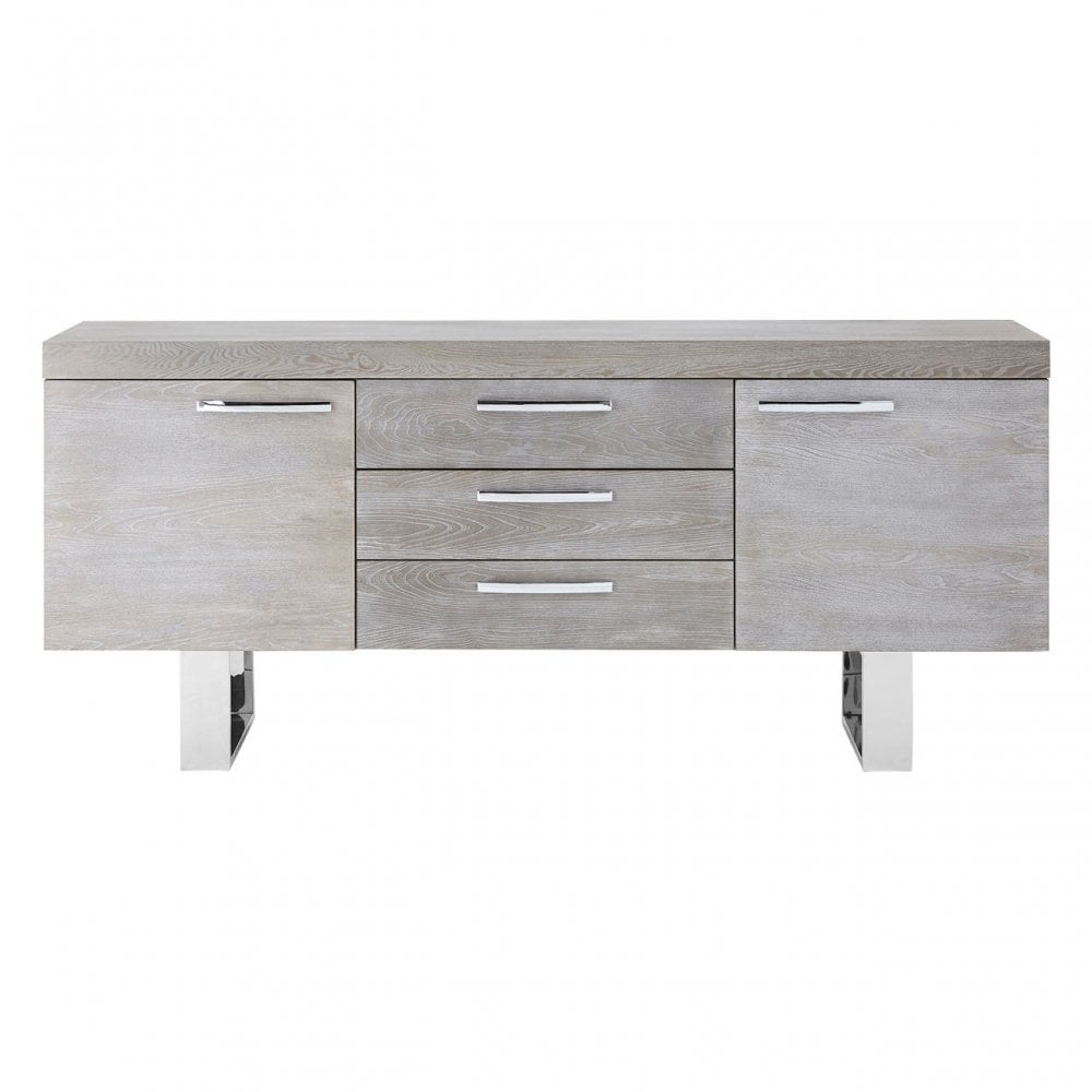 Grey Elm Wood Sideboard, Stainless Steel, Elm Wood, Grey