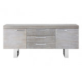 Grey Elm Wood Sideboard, Stainless Steel, Elm Wood, Grey