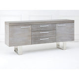 Grey Elm Wood Sideboard, Stainless Steel, Elm Wood, Grey