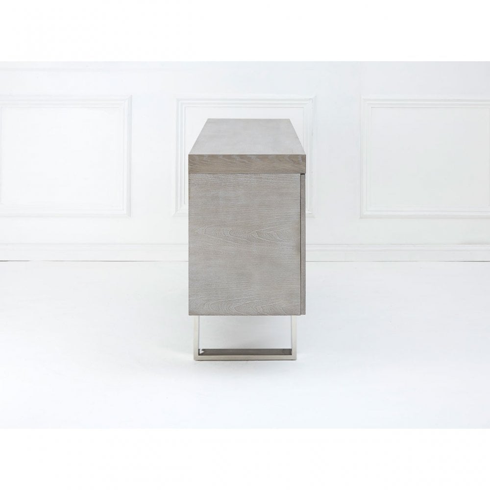 Grey Elm Wood Sideboard, Stainless Steel, Elm Wood, Grey