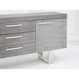 Grey Elm Wood Sideboard, Stainless Steel, Elm Wood, Grey