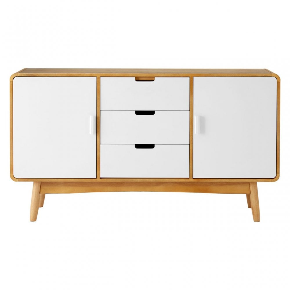 Malmo Sideboard, Wood, Oak Veneer, Oak Wood, White