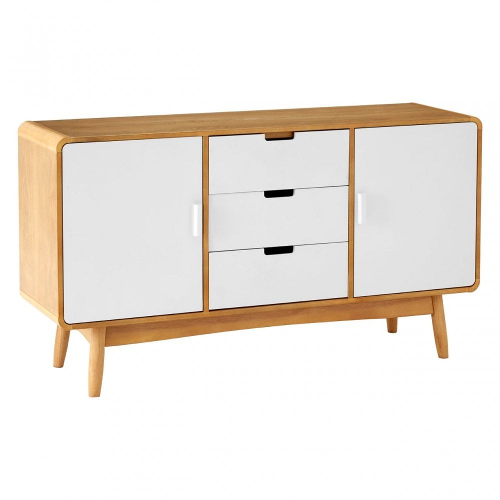 Malmo Sideboard, Wood, Oak Veneer, Oak Wood, White