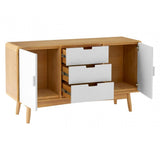 Malmo Sideboard, Wood, Oak Veneer, Oak Wood, White