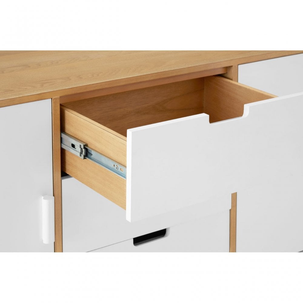 Malmo Sideboard, Wood, Oak Veneer, Oak Wood, White