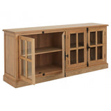Brisbane Sideboard, Glass, Oak Wood, Brown