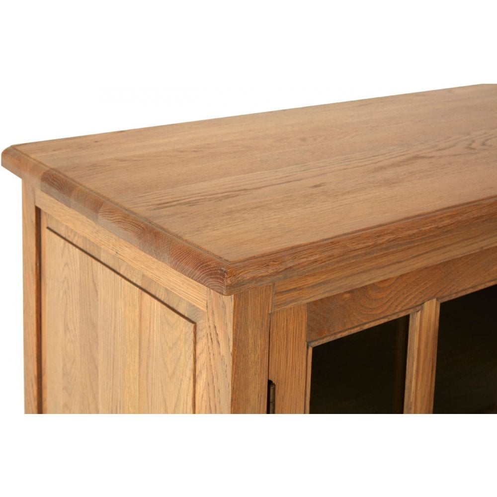 Brisbane Sideboard, Glass, Oak Wood, Brown