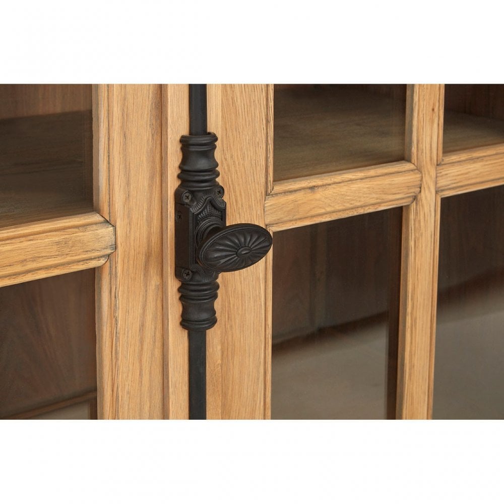 Brisbane Sideboard, Glass, Oak Wood, Brown