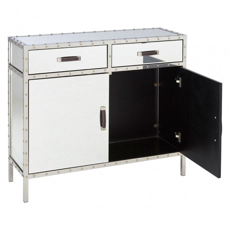 Rivet Sideboard, Mirrored Glass, Stainless Steel