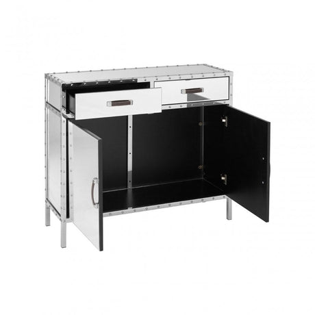 Rivet Sideboard, Mirrored Glass, Stainless Steel