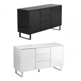 Sideboard, High Gloss, Iron with Vinyl, White