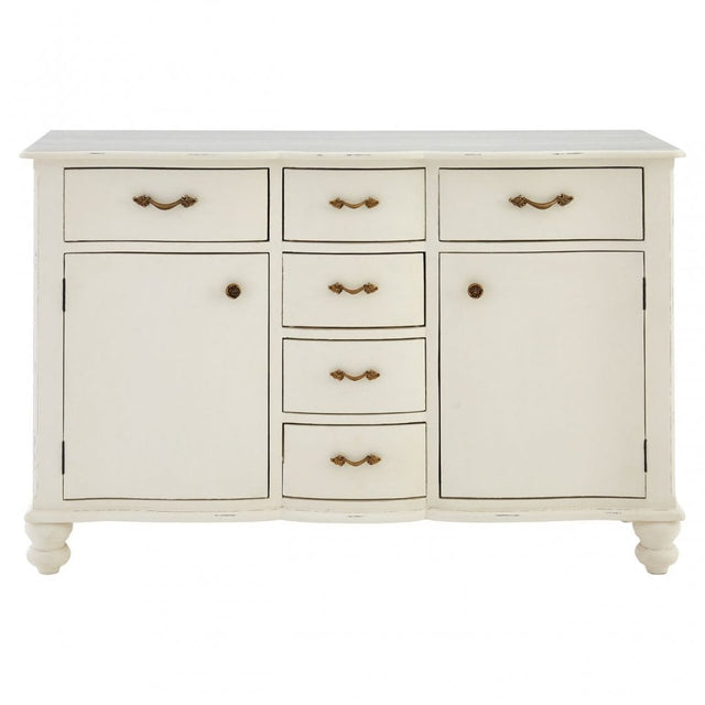 Charles 6 Drawer White Sideboard, Bayur Wood