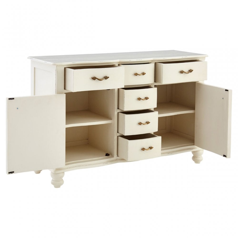 Charles 6 Drawer White Sideboard, Bayur Wood