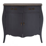 Charles 2 Door / 2 Drawer Dark Grey Side Board, Bayur Wood, Oak Veneer, Grey