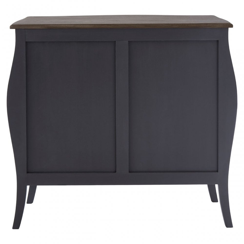 Charles 2 Door / 2 Drawer Dark Grey Side Board, Bayur Wood, Oak Veneer, Grey