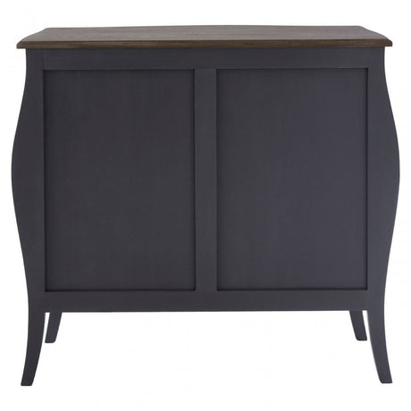 Charles 2 Door / 2 Drawer Dark Grey Side Board, Bayur Wood, Oak Veneer, Grey