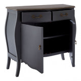 Charles 2 Door / 2 Drawer Dark Grey Side Board, Bayur Wood, Oak Veneer, Grey