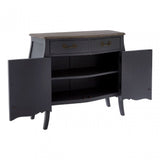 Charles 2 Door / 2 Drawer Dark Grey Side Board, Bayur Wood, Oak Veneer, Grey