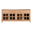 Brisbane 4 Doors / 4 Drawers Sideboard, Oak Wood, Glass, Brown