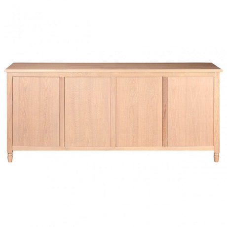 Brisbane 4 Doors / 4 Drawers Sideboard, Oak Wood, Glass, Brown