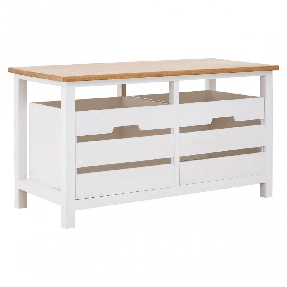 Newport 2 Drawer Bench, Paulownia Wood, Natural