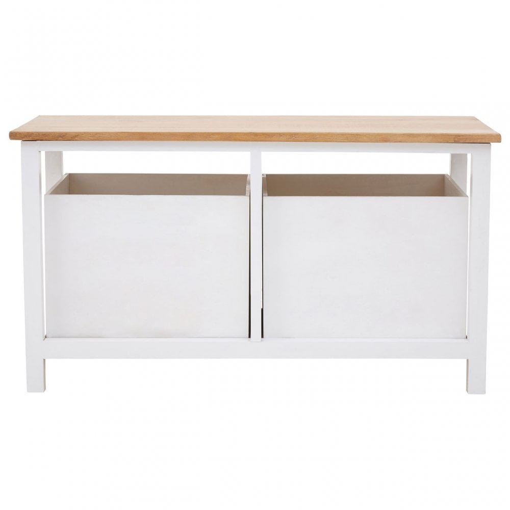 Newport 2 Drawer Bench, Paulownia Wood, Natural