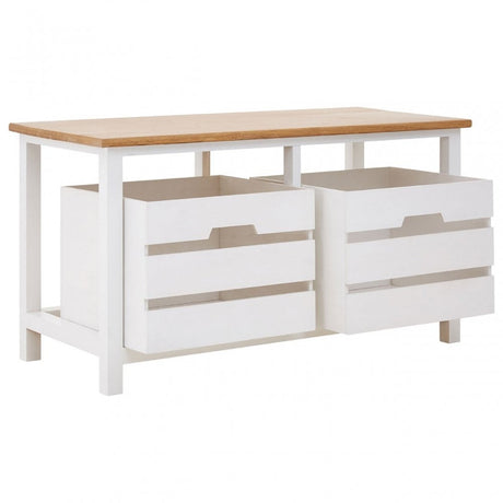 Newport 2 Drawer Bench, Paulownia Wood, Natural
