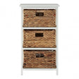 Padstow 3 Drawer White Frame Storage Unit, Paulownia Wood, Water Hyacinth, White