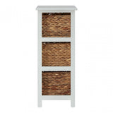Padstow 3 Drawer White Frame Storage Unit, Paulownia Wood, Water Hyacinth, White