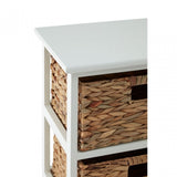 Padstow 3 Drawer White Frame Storage Unit, Paulownia Wood, Water Hyacinth, White