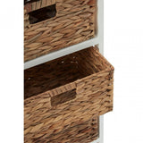 Padstow 3 Drawer White Frame Storage Unit, Paulownia Wood, Water Hyacinth, White