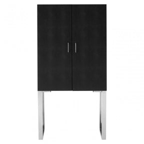 Pacific Black Faux Shark Skin Small Cabinet, Wood, Stainless Steel, Black