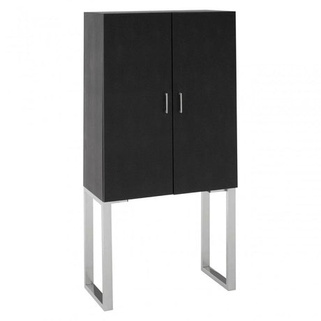 Pacific Black Faux Shark Skin Small Cabinet, Wood, Stainless Steel, Black