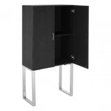 Pacific Black Faux Shark Skin Small Cabinet, Wood, Stainless Steel, Black