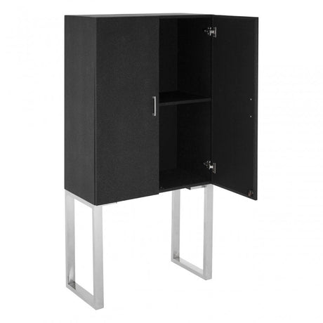 Pacific Black Faux Shark Skin Small Cabinet, Wood, Stainless Steel, Black