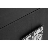 Pacific Black Faux Shark Skin Large Cabinet, Wood, Stainless Steel, Silver