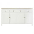 Townhouse 4 Doors / 4 Drawers Sideboard, Oak Wood, Veneer, Birchwood, White