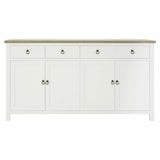 Townhouse 4 Doors / 4 Drawers Sideboard, Oak Wood, Veneer, Birchwood, White