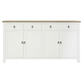 Townhouse 4 Doors / 4 Drawers Sideboard, Oak Wood, Veneer, Birchwood, White