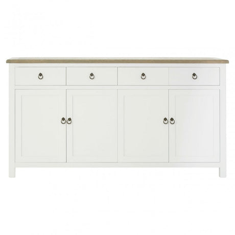 Townhouse 4 Doors / 4 Drawers Sideboard, Oak Wood, Veneer, Birchwood, White