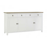 Townhouse 4 Doors / 4 Drawers Sideboard, Oak Wood, Veneer, Birchwood, White